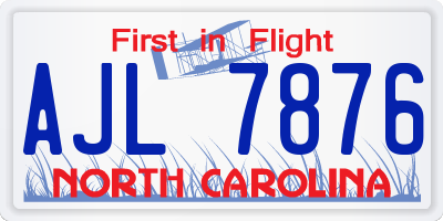 NC license plate AJL7876