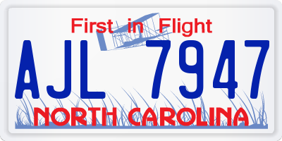 NC license plate AJL7947