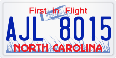 NC license plate AJL8015