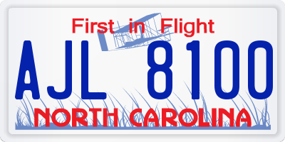 NC license plate AJL8100
