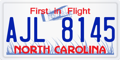 NC license plate AJL8145