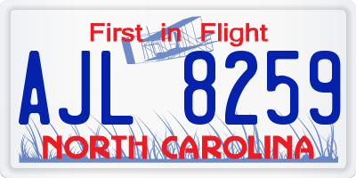 NC license plate AJL8259