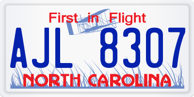 NC license plate AJL8307