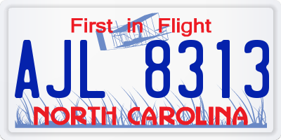 NC license plate AJL8313