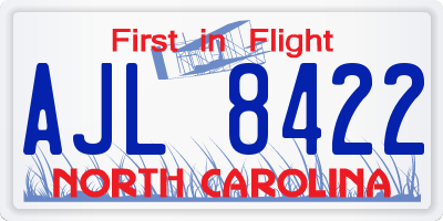 NC license plate AJL8422