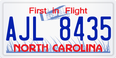 NC license plate AJL8435