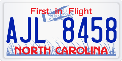 NC license plate AJL8458