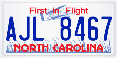 NC license plate AJL8467