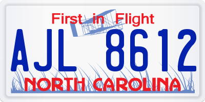 NC license plate AJL8612