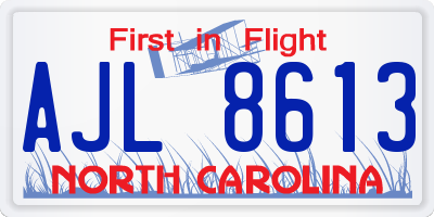NC license plate AJL8613