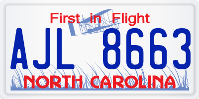 NC license plate AJL8663