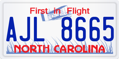 NC license plate AJL8665