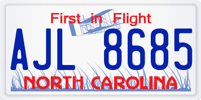 NC license plate AJL8685