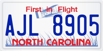 NC license plate AJL8905