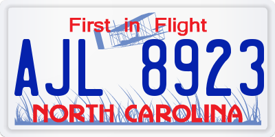 NC license plate AJL8923