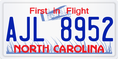 NC license plate AJL8952