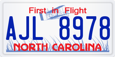 NC license plate AJL8978