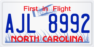 NC license plate AJL8992