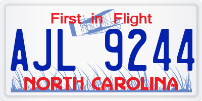 NC license plate AJL9244
