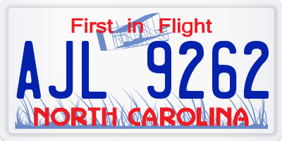 NC license plate AJL9262