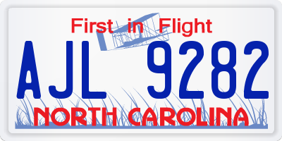 NC license plate AJL9282