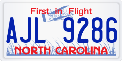 NC license plate AJL9286