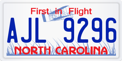 NC license plate AJL9296