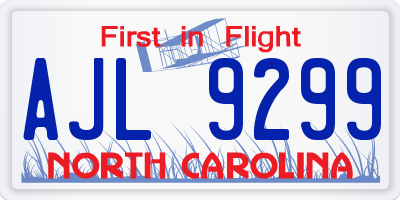 NC license plate AJL9299
