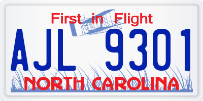 NC license plate AJL9301