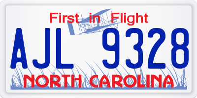 NC license plate AJL9328