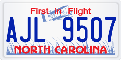 NC license plate AJL9507