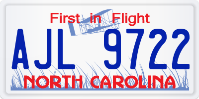 NC license plate AJL9722