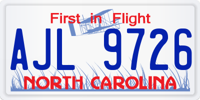 NC license plate AJL9726