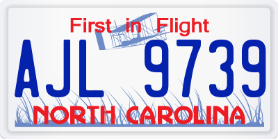 NC license plate AJL9739