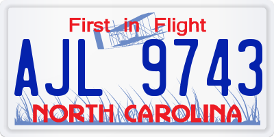 NC license plate AJL9743