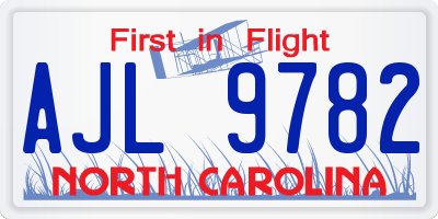 NC license plate AJL9782