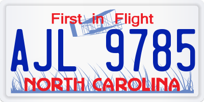 NC license plate AJL9785