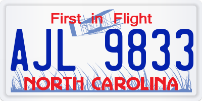 NC license plate AJL9833