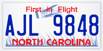 NC license plate AJL9848