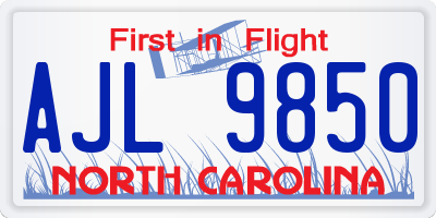 NC license plate AJL9850