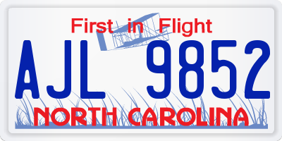 NC license plate AJL9852