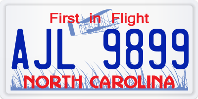 NC license plate AJL9899