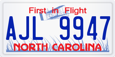 NC license plate AJL9947