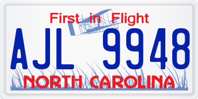 NC license plate AJL9948
