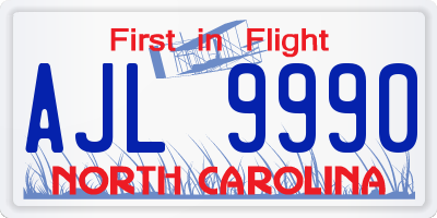 NC license plate AJL9990