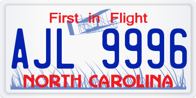 NC license plate AJL9996