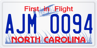 NC license plate AJM0094