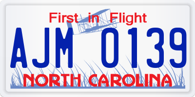 NC license plate AJM0139