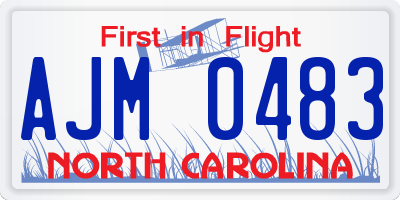 NC license plate AJM0483