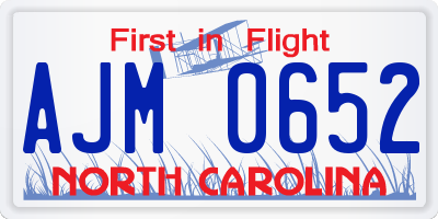 NC license plate AJM0652